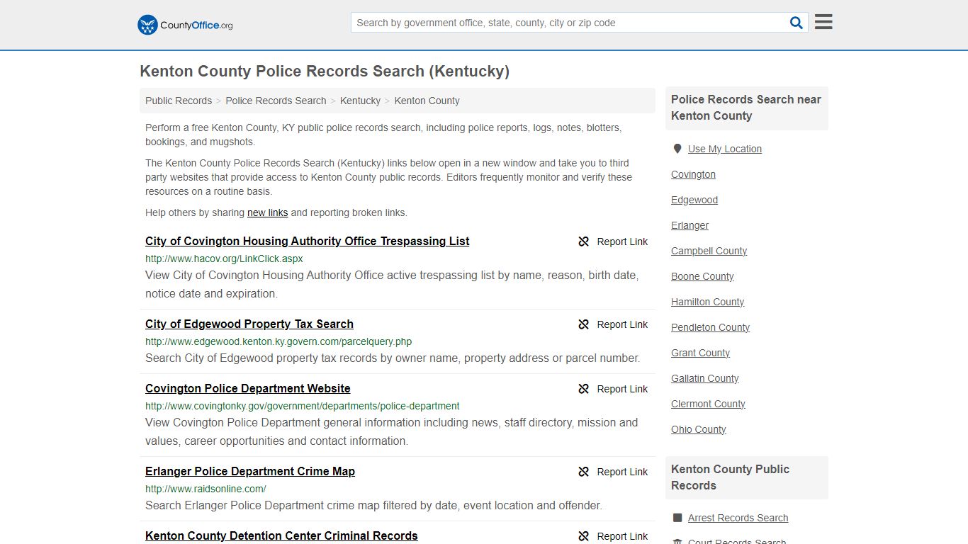 Kenton County Police Records Search (Kentucky) - County Office