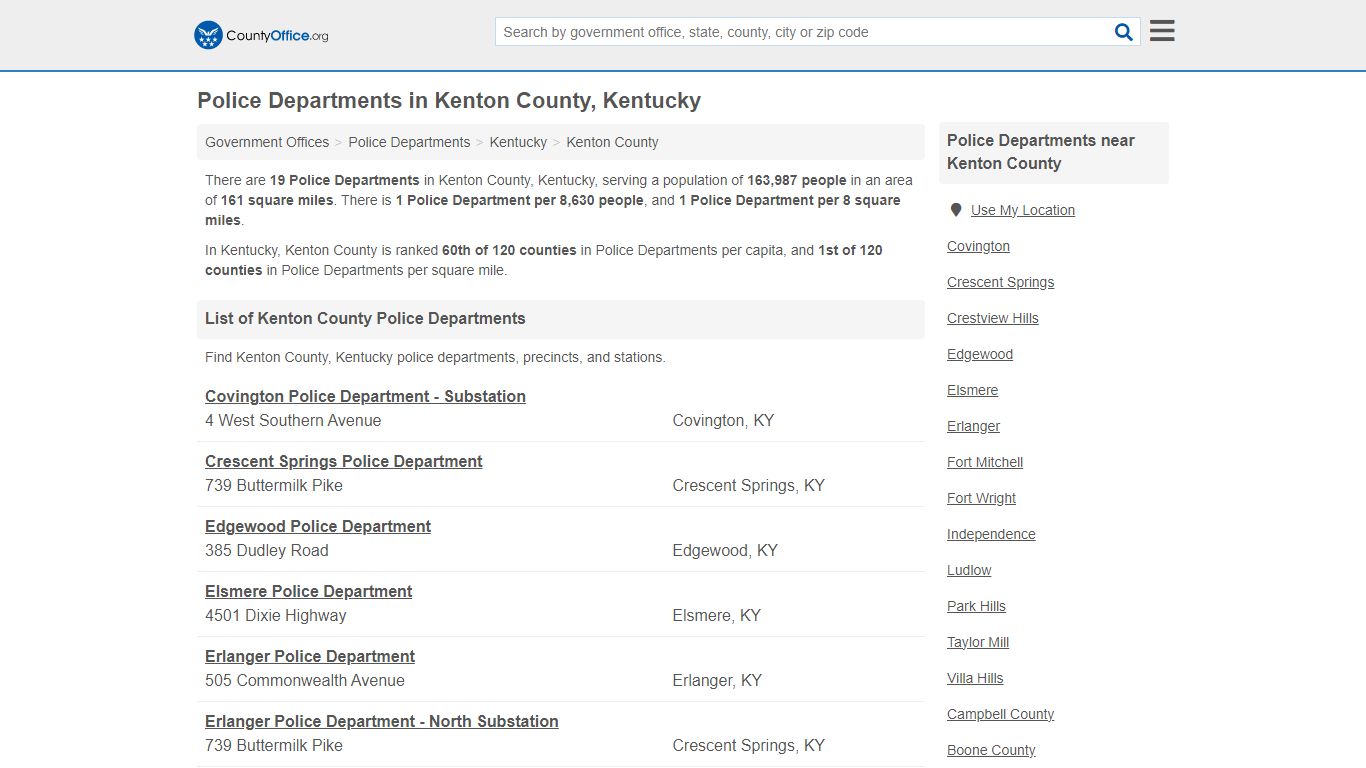 Police Departments - Kenton County, KY (Arrest Records & Police Logs)